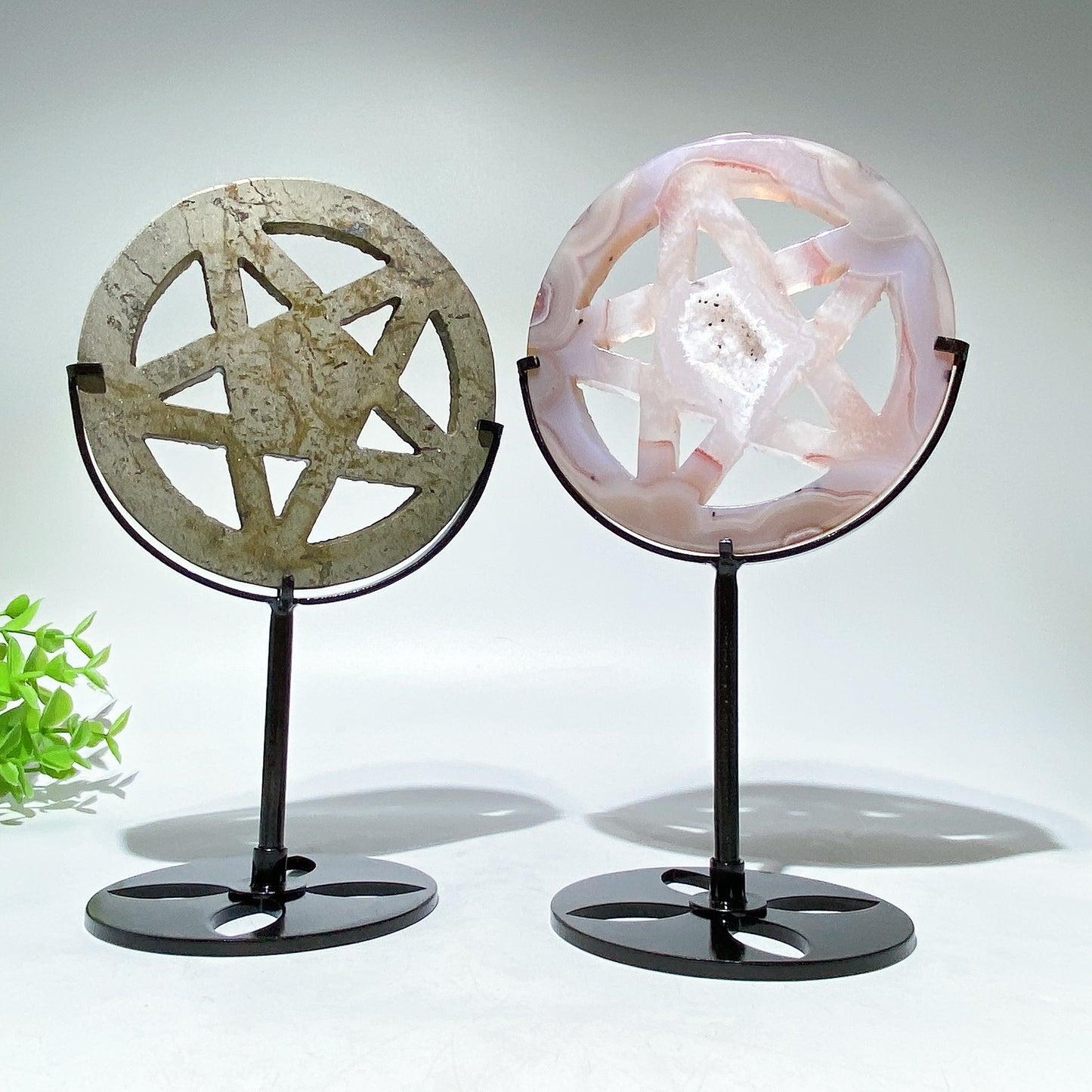 3.8" Crystal Pentacle Carving with Stand Crystal Healing Bulk Wholesale