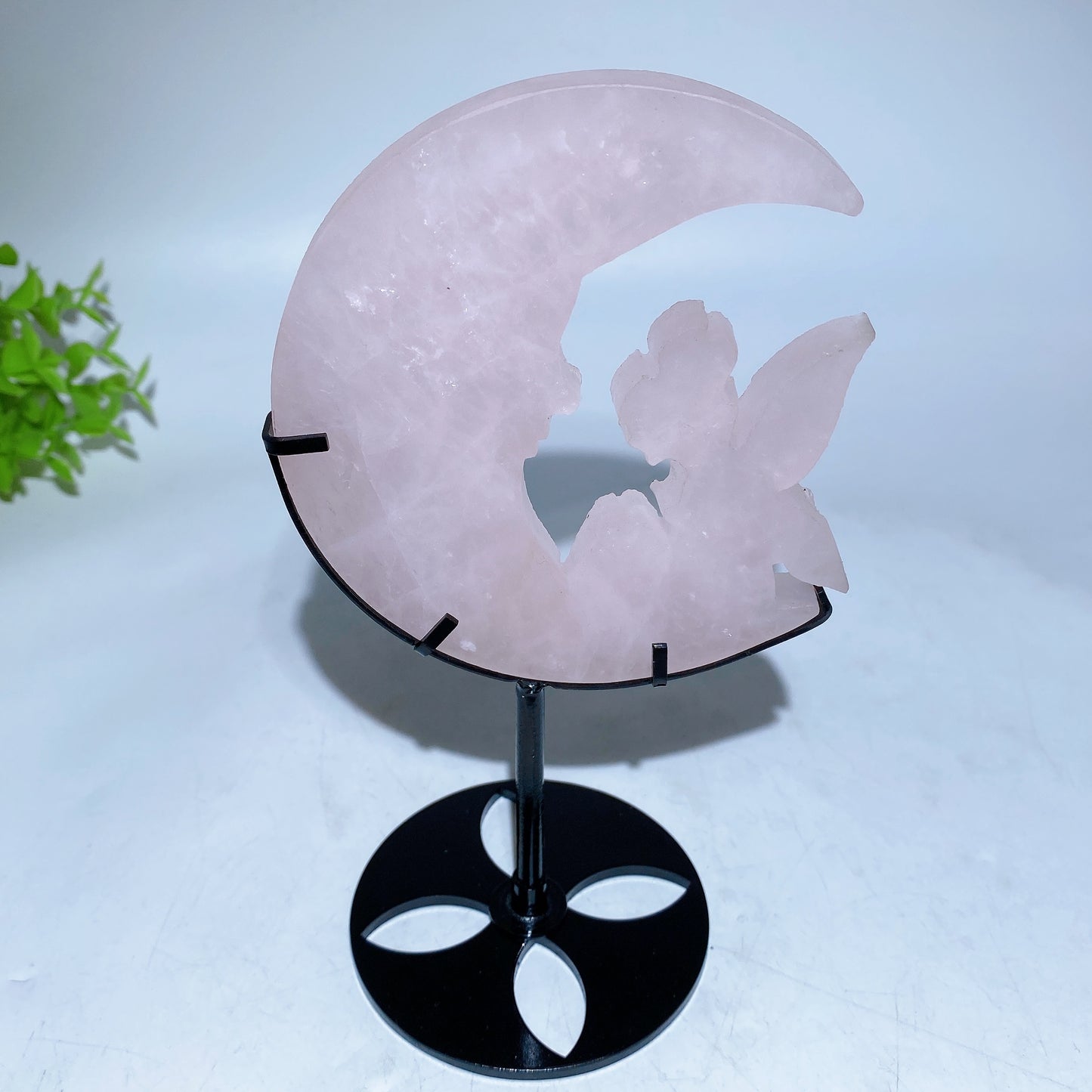 Crystal Fairy on Moon Carving with Stand Crystal Healing Bulk Wholesale