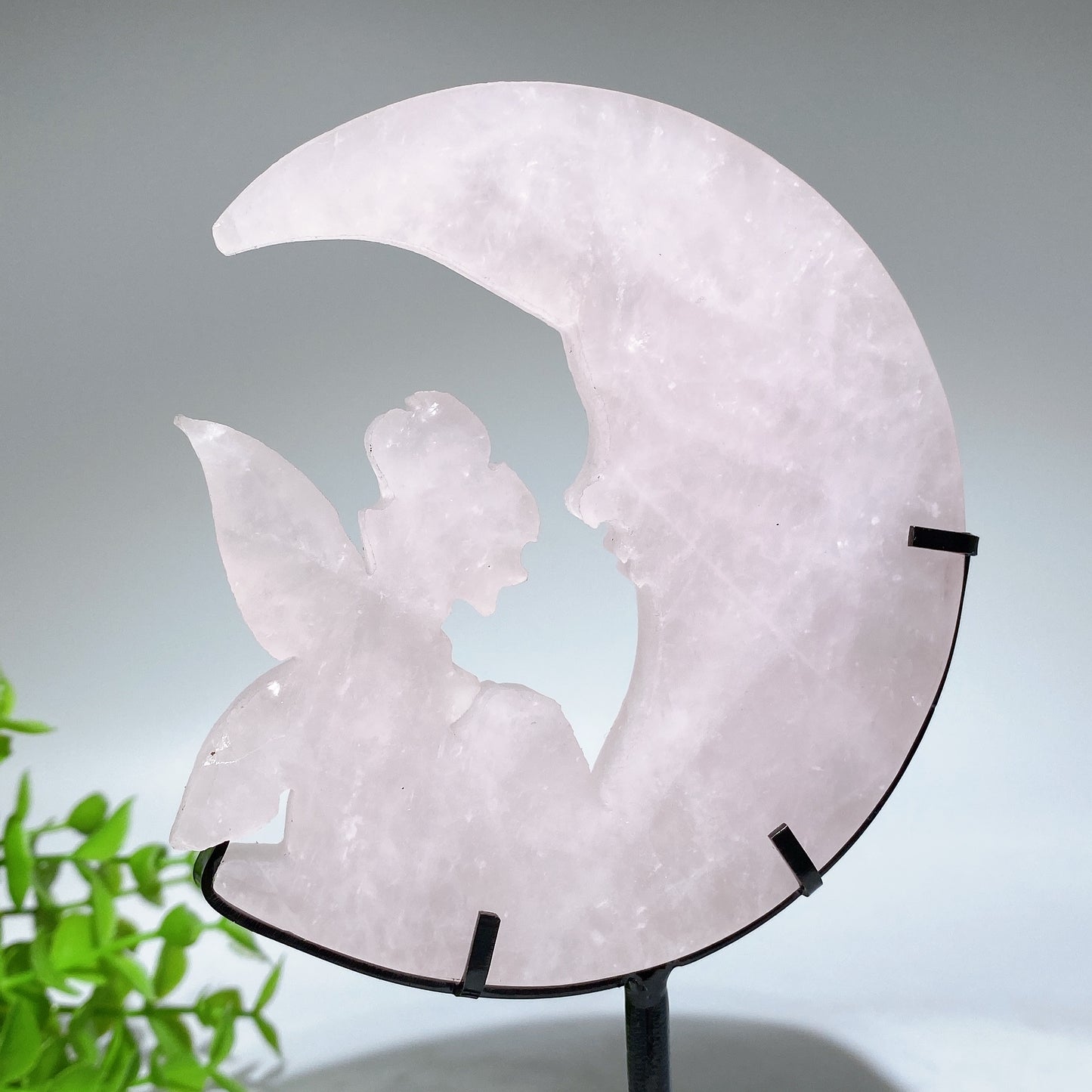 Crystal Fairy on Moon Carving with Stand Crystal Healing Bulk Wholesale