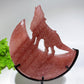 Crystal Wolf on Moon Carving with Stand Free Form Crystal Healing Bulk Wholesale