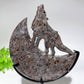Crystal Wolf on Moon Carving with Stand Free Form Crystal Healing Bulk Wholesale