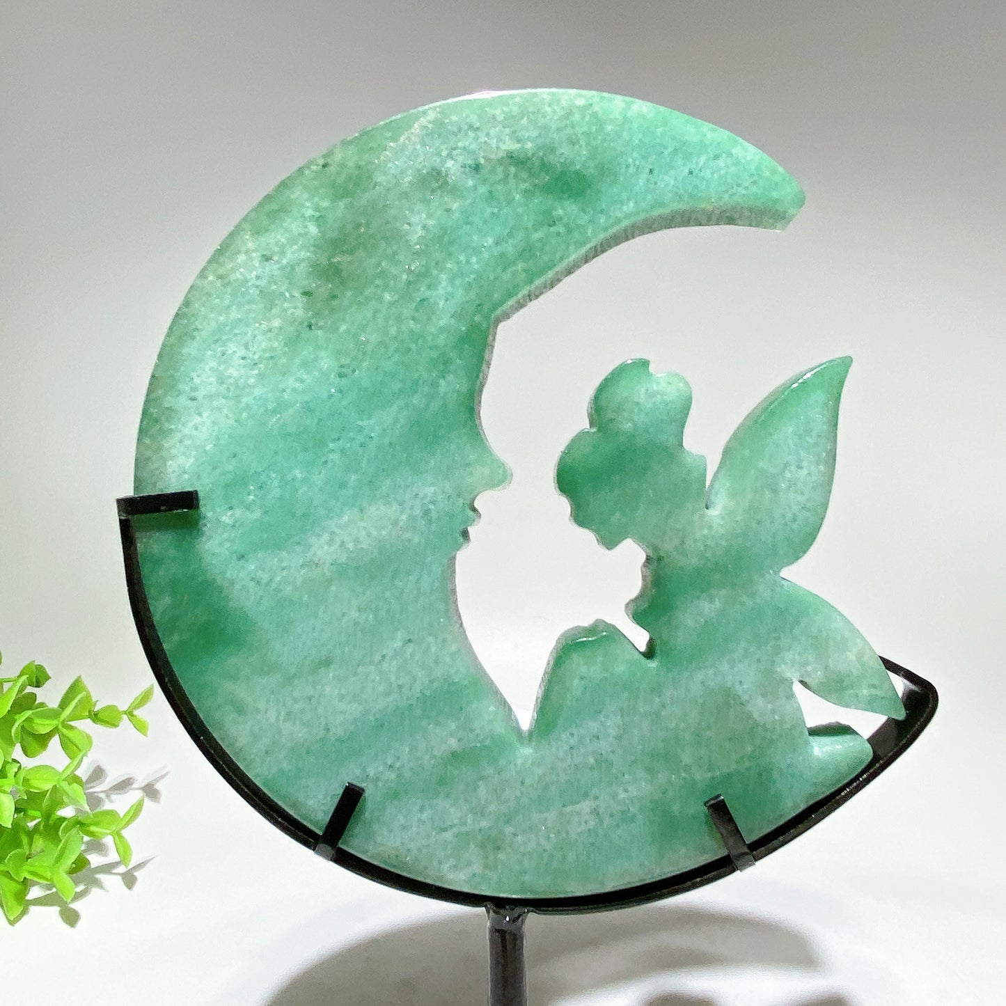 Crystal Fairy on Moon Carving with Stand Crystal Healing Bulk Wholesale