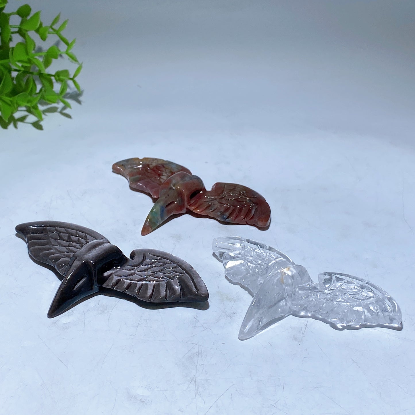 3.8"-4.2" Crystal Raven Skull with Wings Carving Crystal Healing Bulk Wholesale