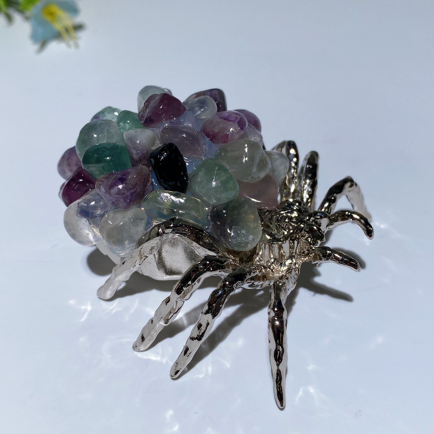 2.4" Crystal Chips Metal Spider Free Form Crystal Healing Bulk Wholesale