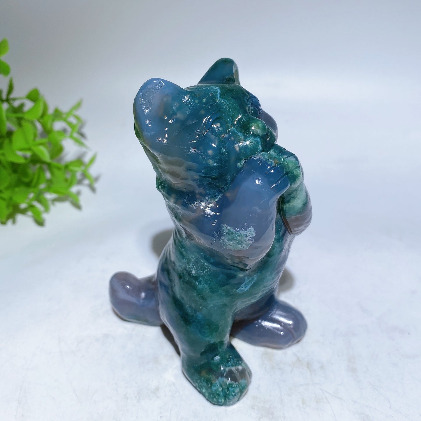 3.8"-4.5" Moss Agate Dog Cat Carving Crystal Healing Bulk Wholesale