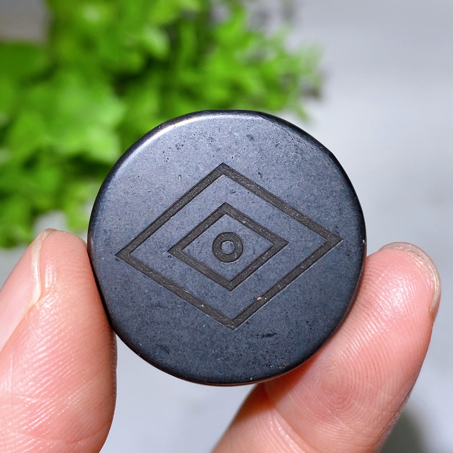 30mm Schungite Round Slab with Double Sides Tape Crystal Healing Bulk Wholesale