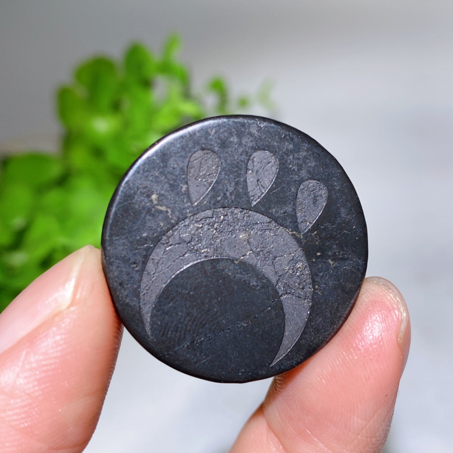 30mm Schungite Round Slab with Double Sides Tape Crystal Healing Bulk Wholesale