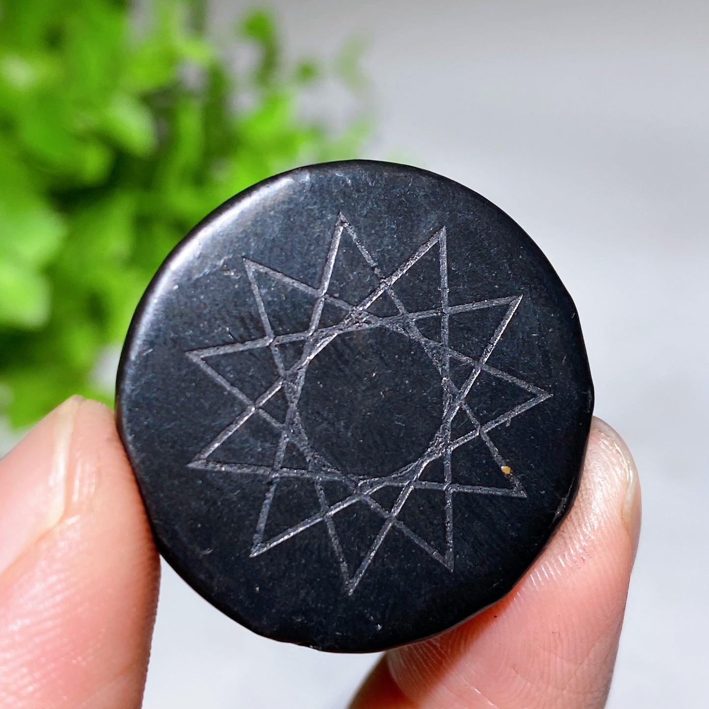 30mm Schungite Round Slab with Double Sides Tape Crystal Healing Bulk Wholesale