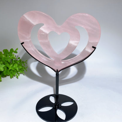 Rose Quartz Clear Quartz Double Heart Carving Crystal Healing Bulk Wholesale