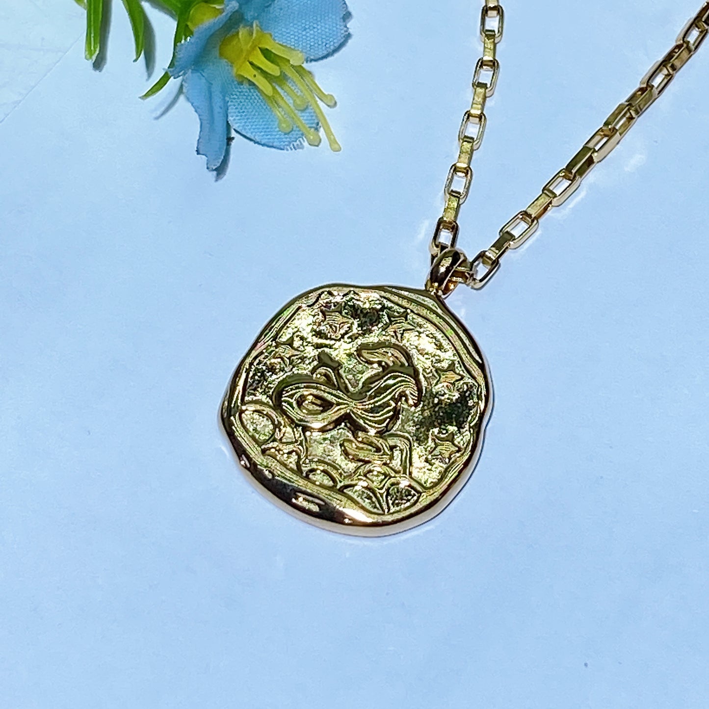 12 Constellations Golden Color Necklace Crystal Healing Bulk Wholesale