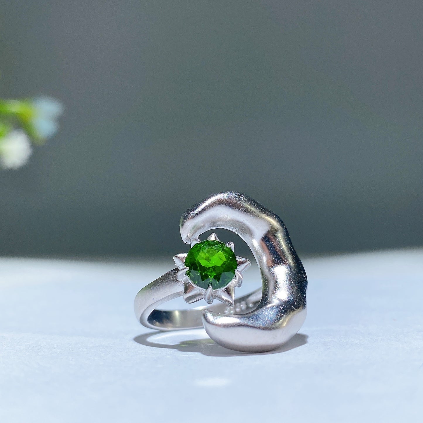 Sterling Silver Crystal Star & Moon Ring Crystal Healing Bulk Wholesale