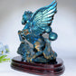 Full Flash Labradorite Unicorn Carving with Wooden Stand Crystal Healing