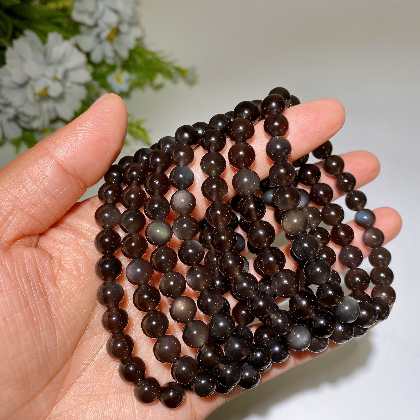 8mm Rainbow Ice Obsidian Bracelet Crystal Healing Bulk Wholesale