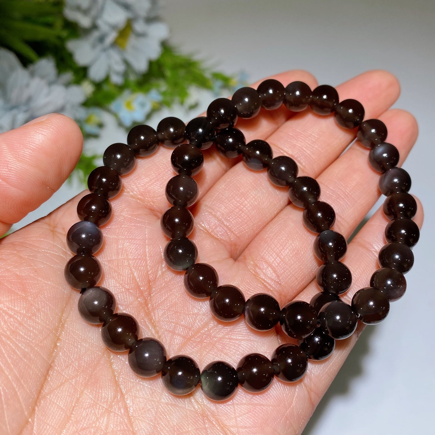 8mm Rainbow Ice Obsidian Bracelet Crystal Healing Bulk Wholesale