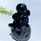 2.3" 3.3" Black Obsidian Spaceman on Yooperlite Planet Carving Crystal Healing Bulk Wholesale