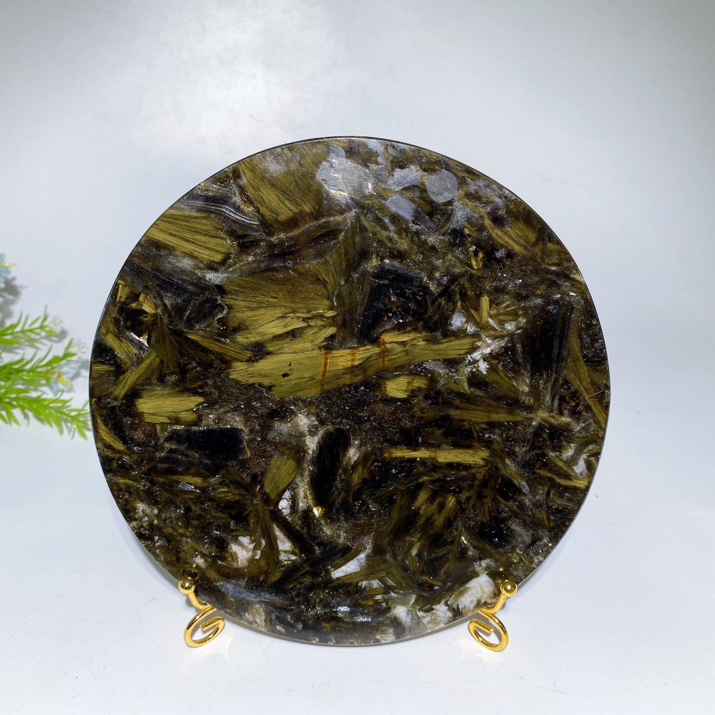 16.5cm-20cm Green Mica Round Slab with Stand Bulk Wholesale