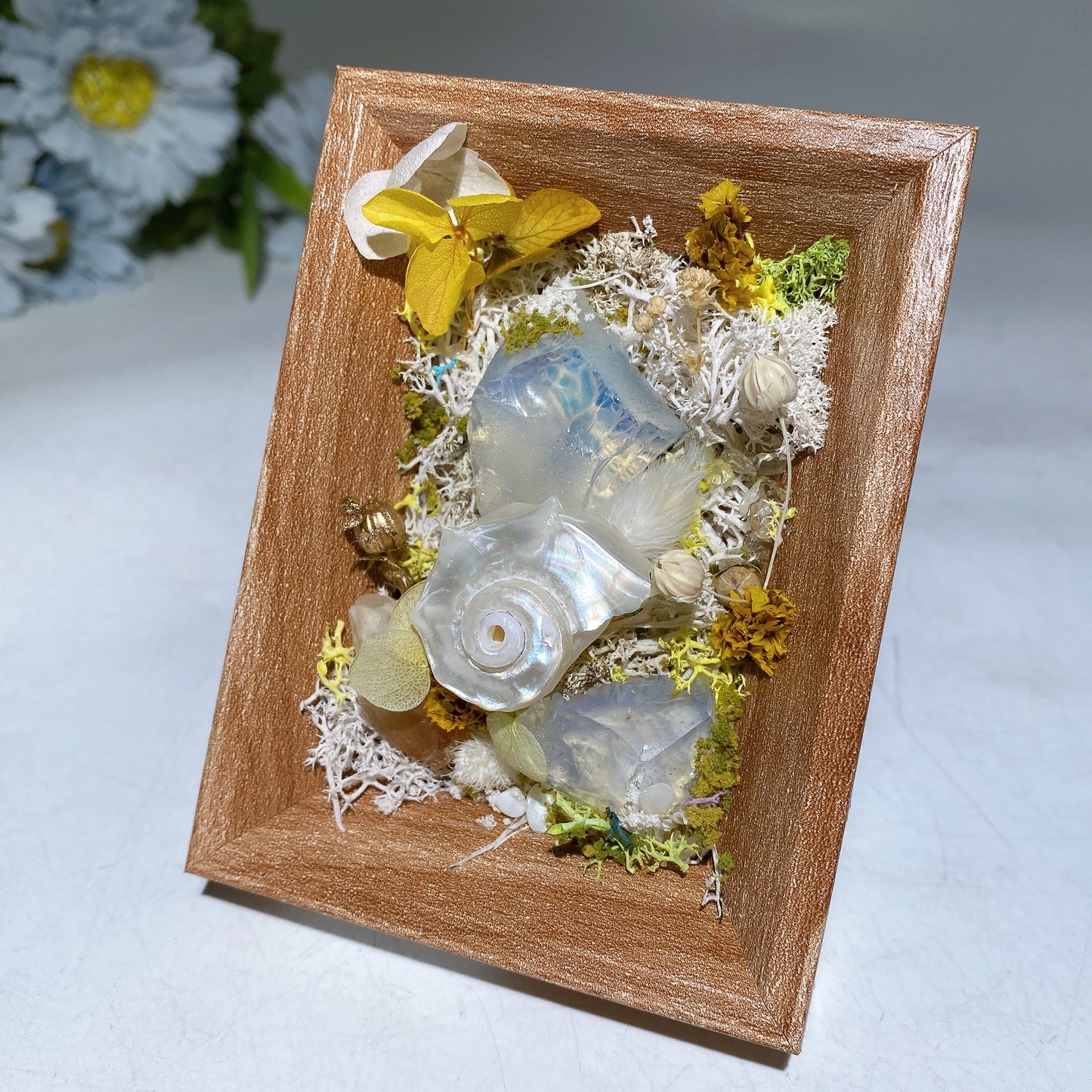 Crystal Scenery in Wooden Photo Frame with Scent Crystal Healing Bulk Wholesale