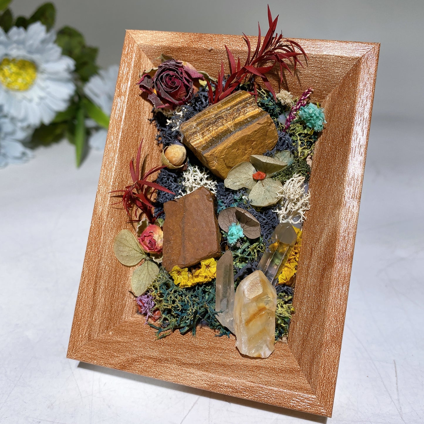 Crystal Scenery in Wooden Photo Frame with Scent Crystal Healing Bulk Wholesale