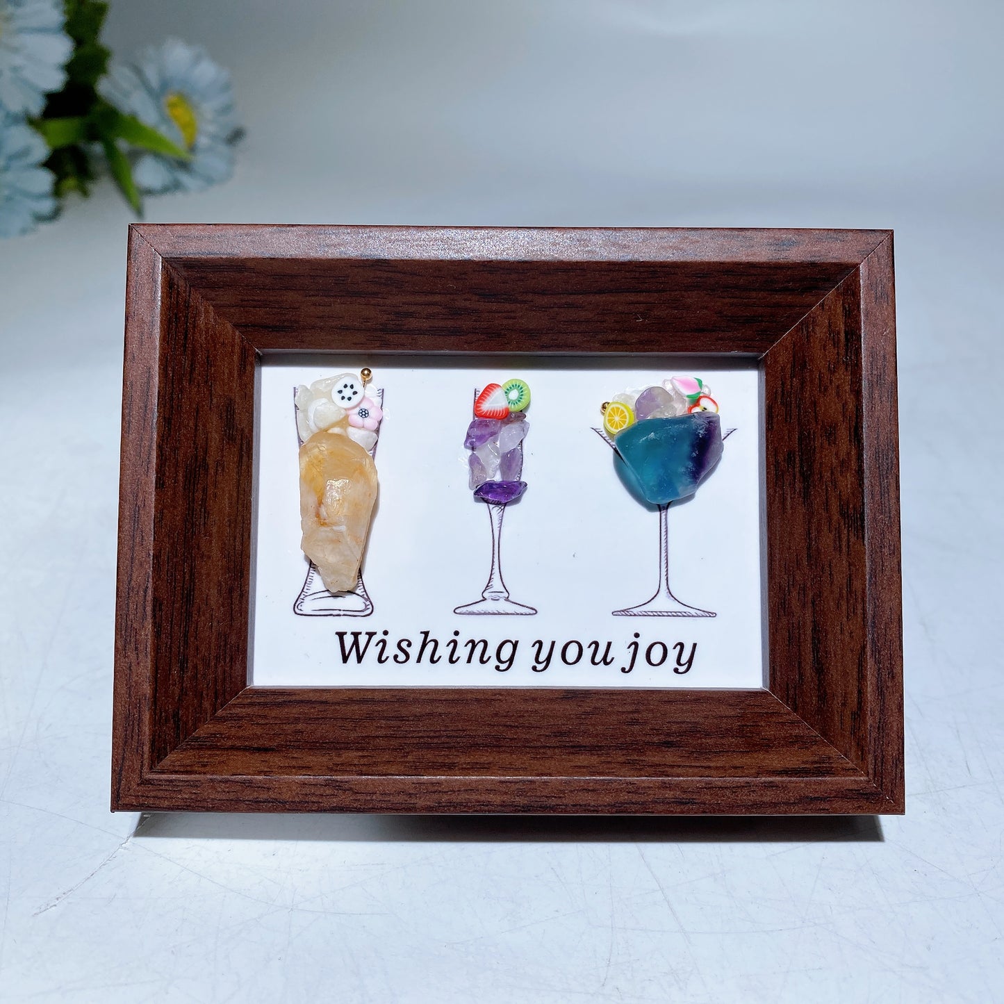 Crystal Scenery in Wooden Photo Frame with Scent Crystal Healing Bulk Wholesale