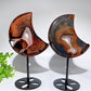 Druzy Sardonyx Moon Carving with Stand Crystal Healing Bulk Wholesale