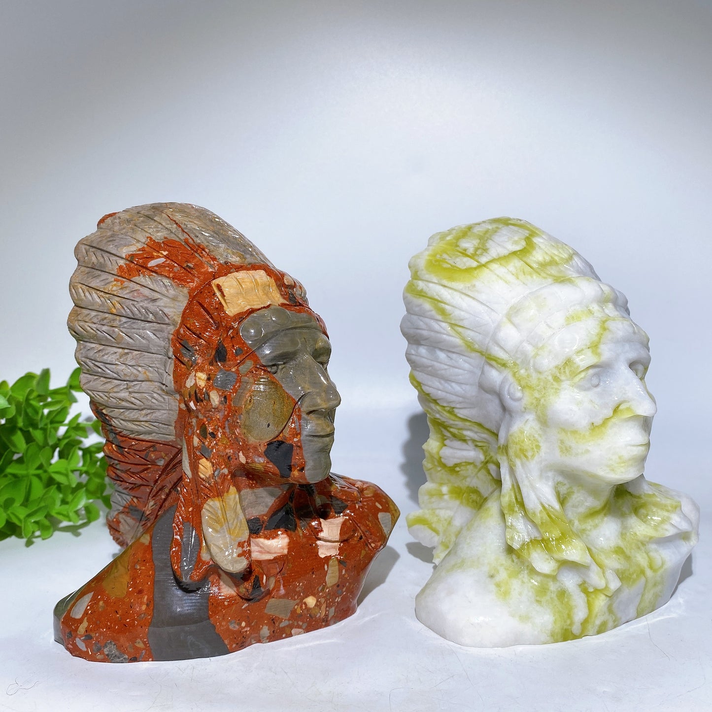 6.2" Jade Indian Bust Carving Crystal Healing Bulk Wholesale