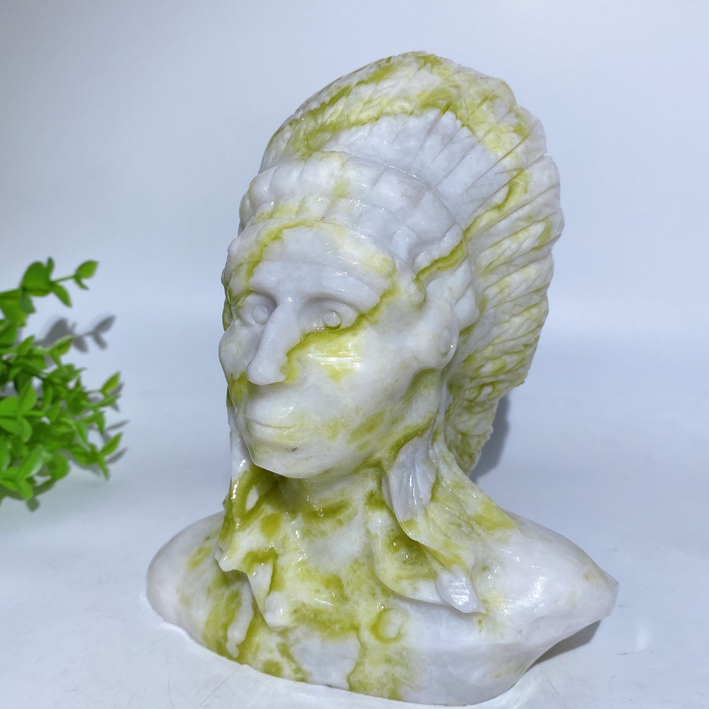 6.2" Jade Indian Bust Carving Crystal Healing Bulk Wholesale