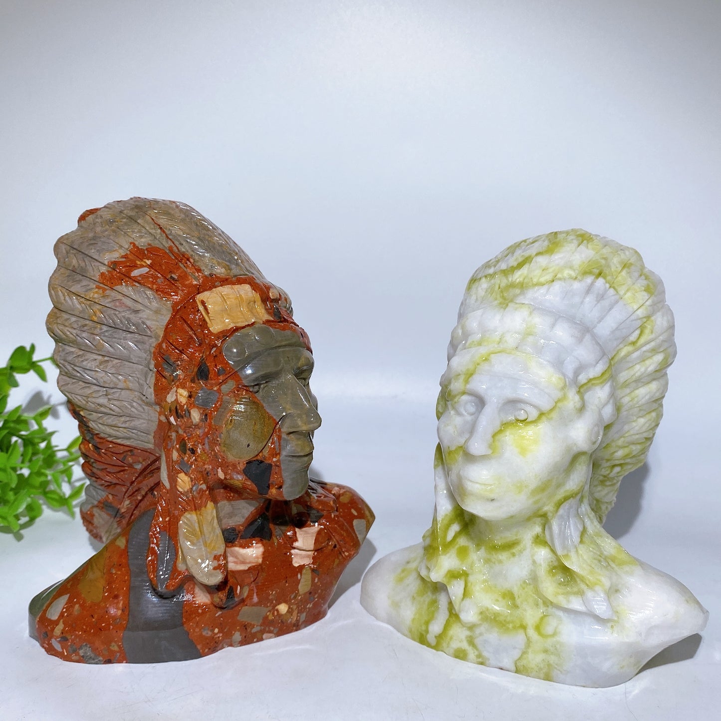 6.2" Jade Indian Bust Carving Crystal Healing Bulk Wholesale