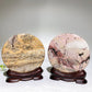 3.7" Picture Jasper Round Slab with Wooden Stand Crystal Healing Bulk Wholesale