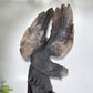 54cm Large Unqiue Smoky Quartz Eagle Carving with Wooden Stand Crystal Healing Bulk Wholesale