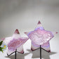4.8"-6.2" Druzy Pink Agate Star Carving Crystal Healing Bulk Wholesale