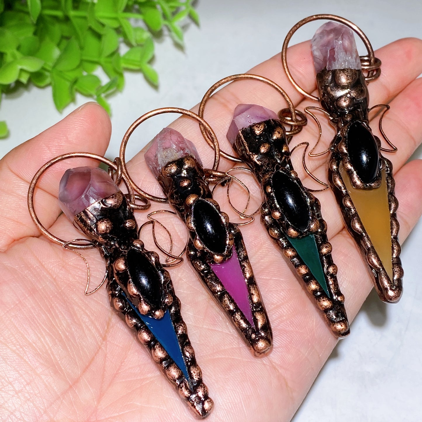 Colorful Agate with Amethyst Pendant Crystal Healing Bulk Wholesale