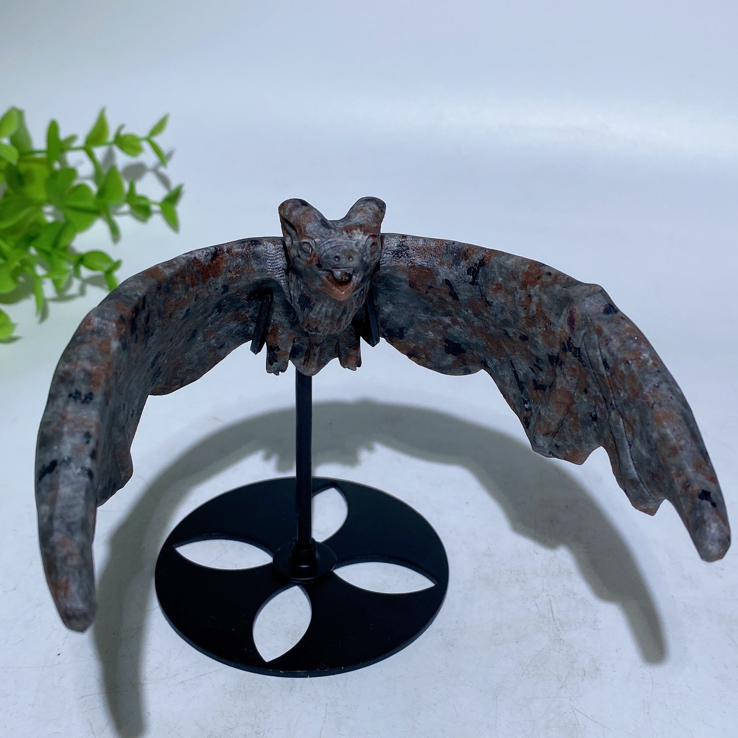 Black Obsidian Yooperlite Flying Bat Carving with Stand Crystal Healing Bulk Wholeale
