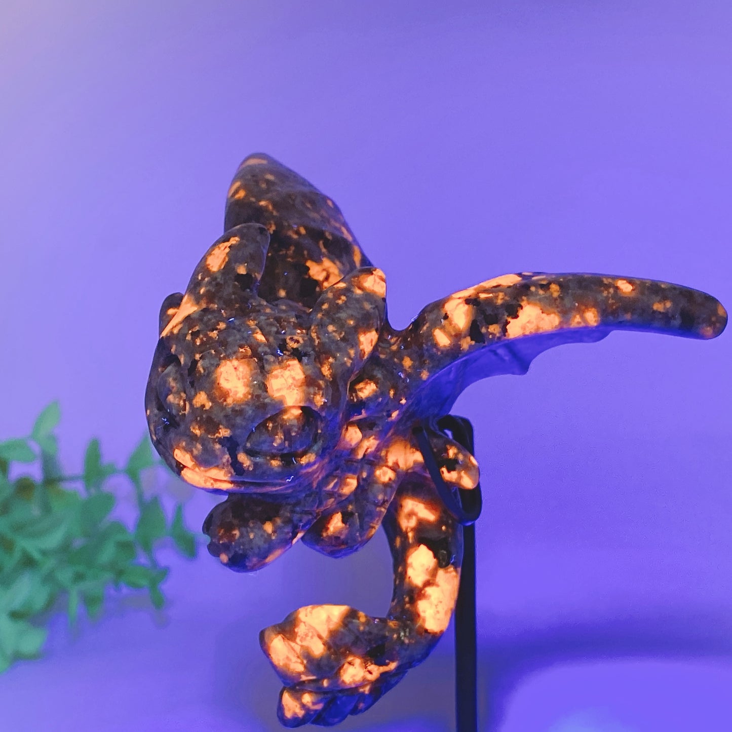 UV Reactive Yooperlite Toothless Carving with Stand Crystal Healing Bulk Wholesale