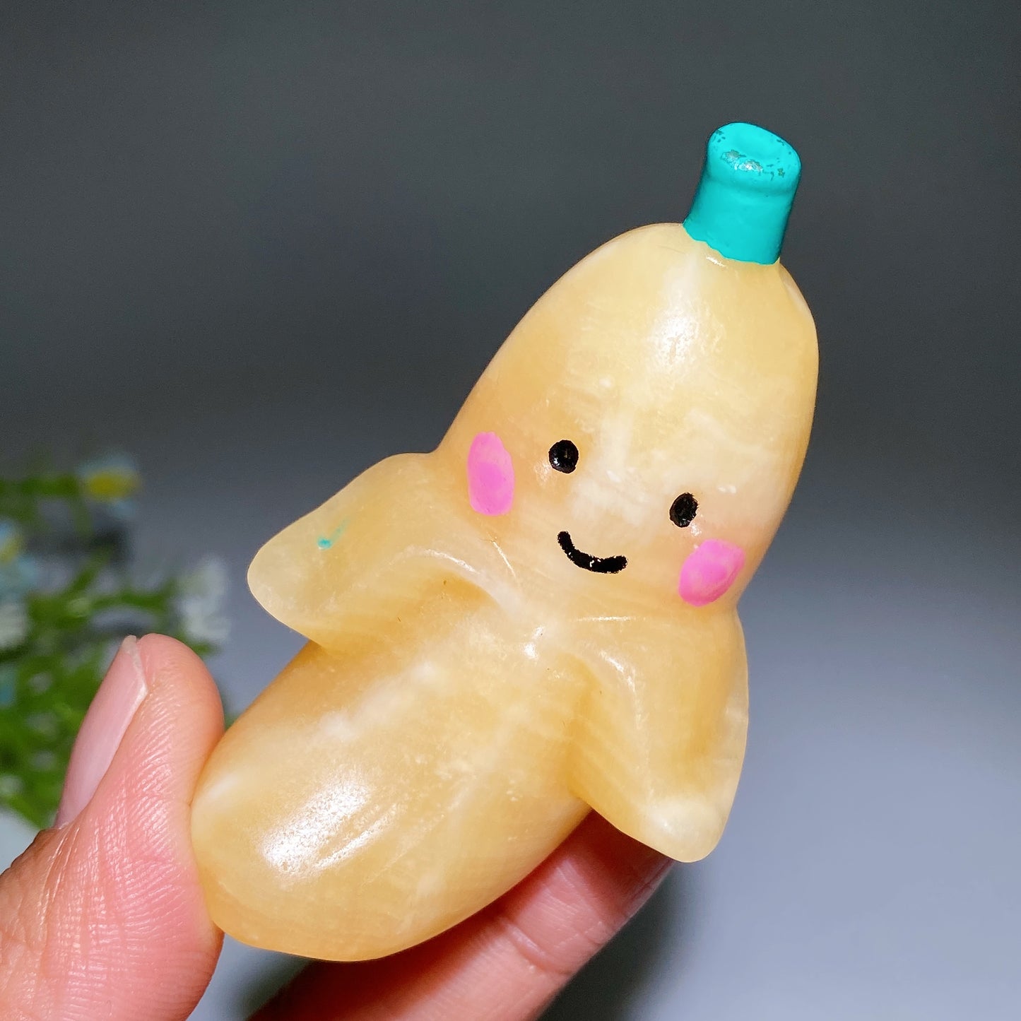 2.8" Orange Calcite Banana Carving with Painting Crystal Healing Bulk Wholesale