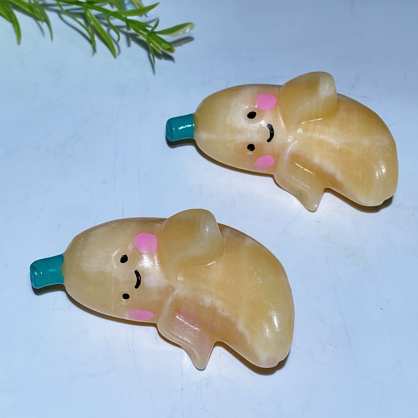 2.8" Orange Calcite Banana Carving with Painting Crystal Healing Bulk Wholesale