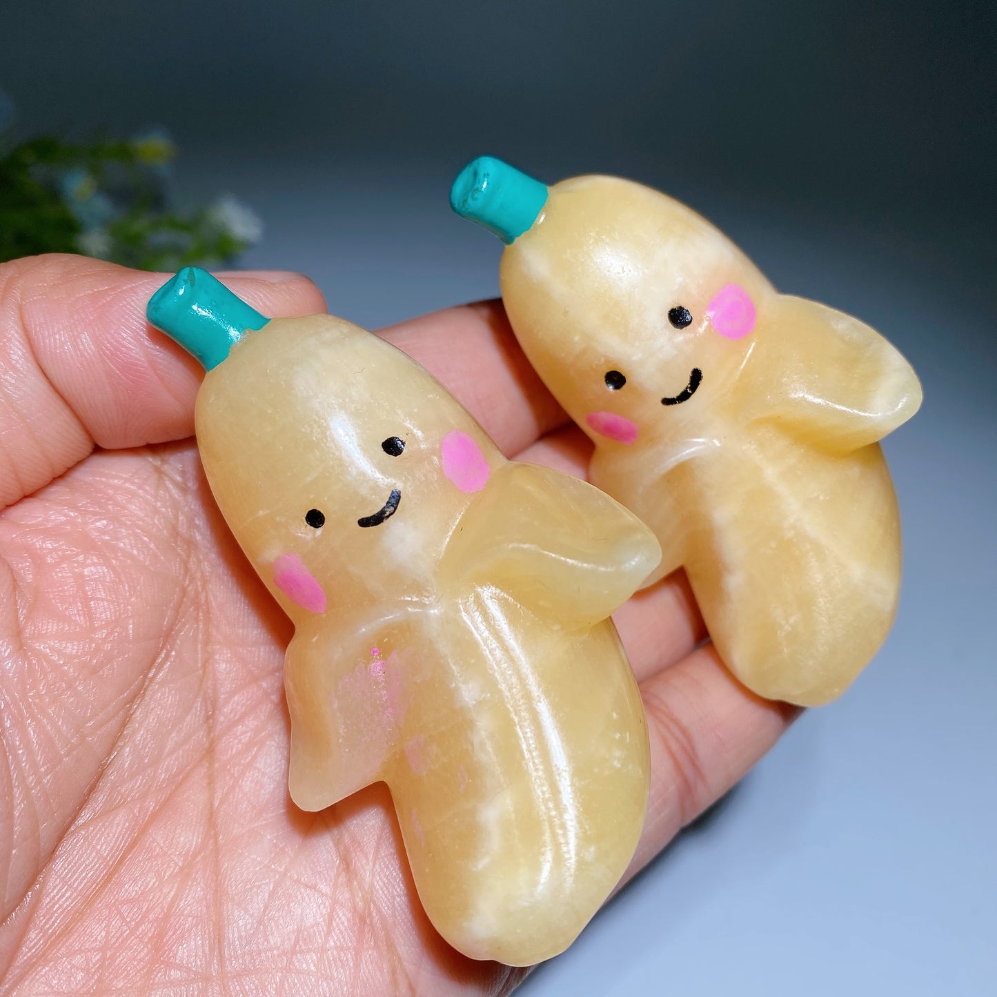 2.8" Orange Calcite Banana Carving with Painting Crystal Healing Bulk Wholesale