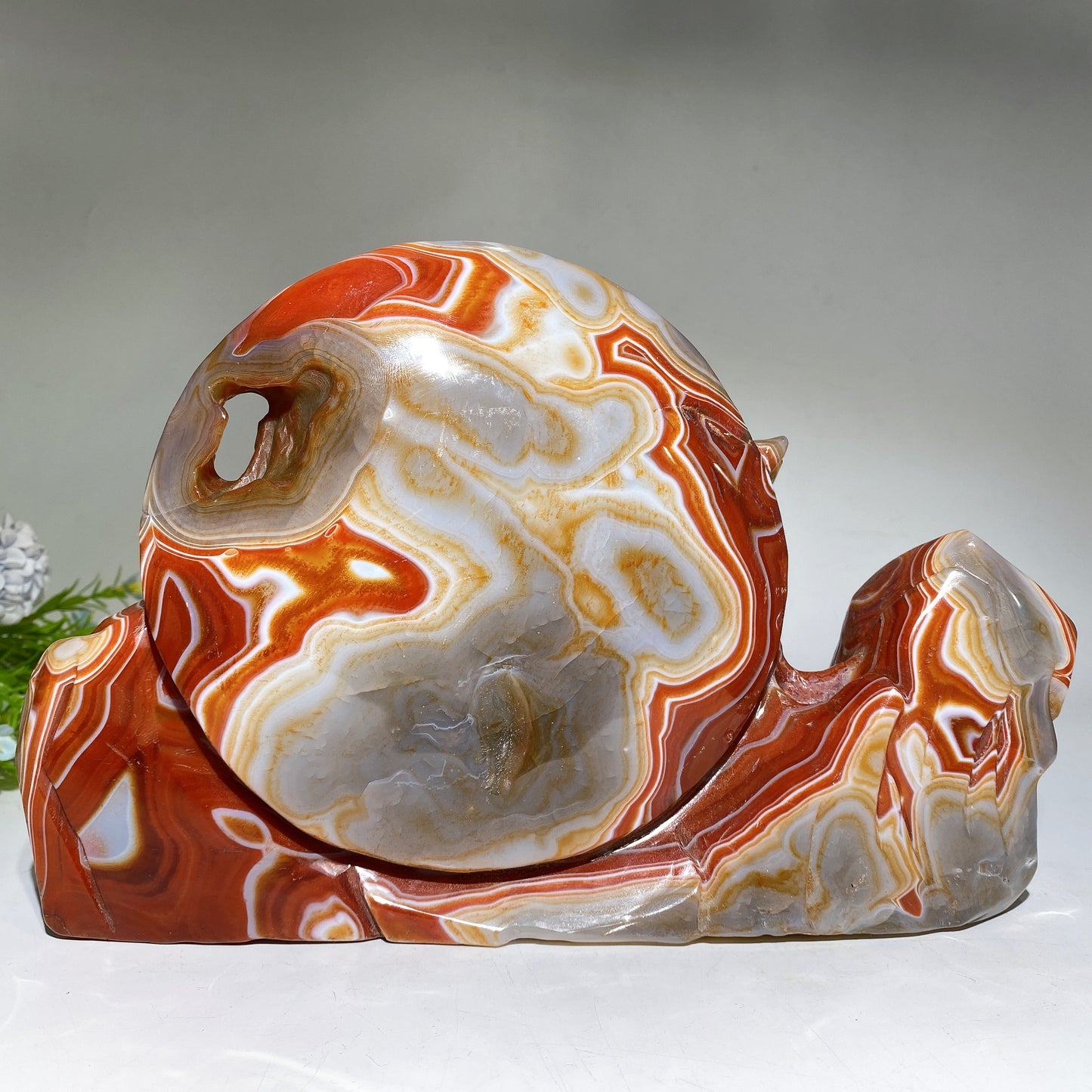 28cm Large Unique Sardonyx Nine-tails Fox Carving Crystal Healing Bulk Wholesale