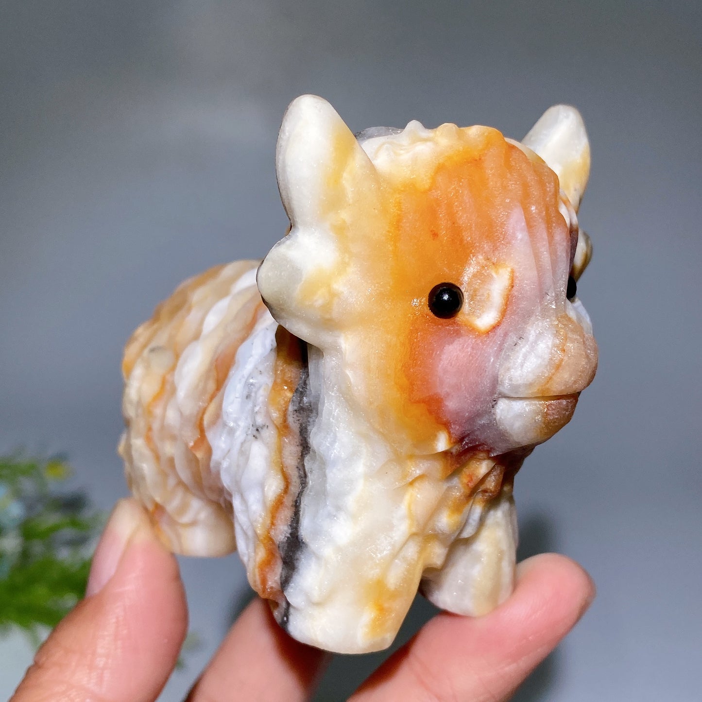 3.1" Banded Orange Calcite Cattle Carving Crystal Healing Bulk Wholesale
