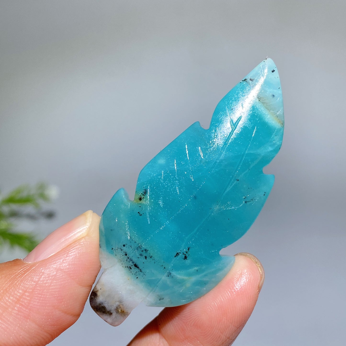 2.5"-2.7" Caribbean Calcite Feather Carving Crystal Healing Bulk Wholesale