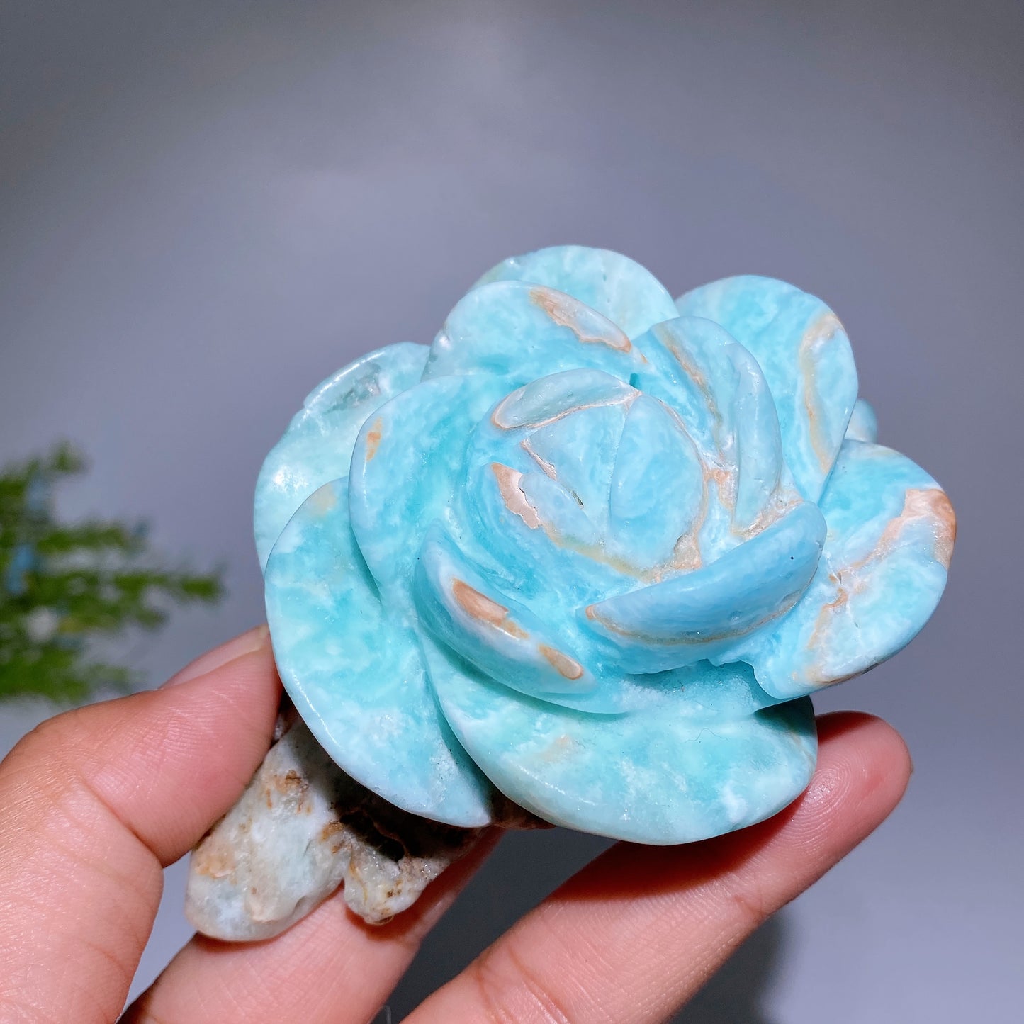 28cm Trolleite Hemimorphite Dream Amethyst Flower Carving with Stand Crystal Healing Bulk Wholesale