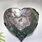 Large Unique Ocean Jasper Druzy Quartz Skull Heart Carving with Stand Crystal Healing Bulk Wholesale