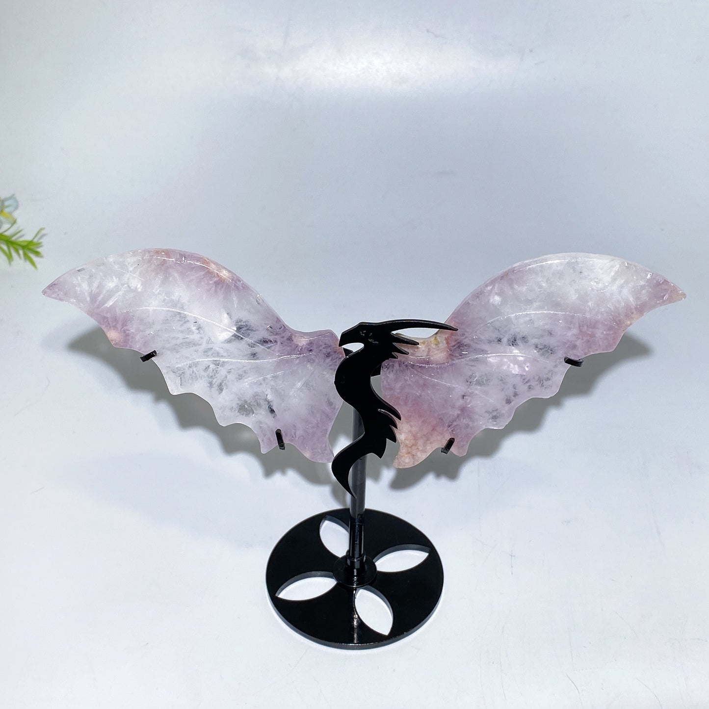Purple Amethyst Grow with Flower Agate Dragon Wings Carving with Stand Crystal Healing Bulk Wholesale