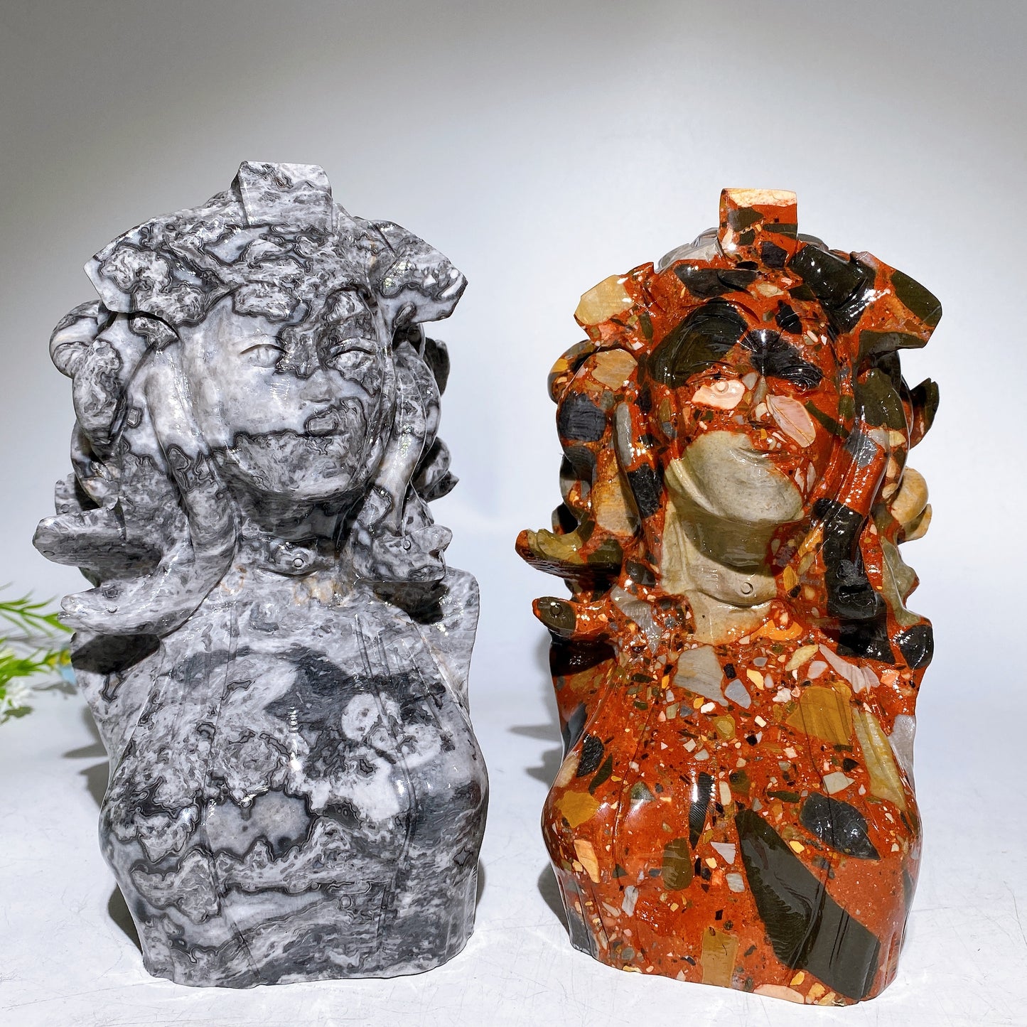 18cm Picasso Stone Jade Medusa Carving Crystal healing Bulk Wholesale