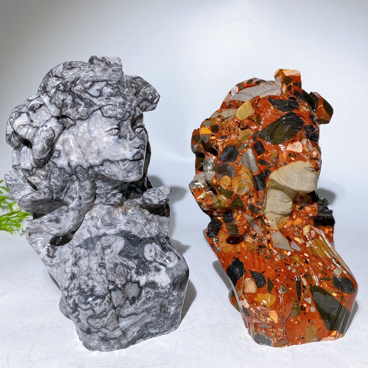 18cm Picasso Stone Jade Medusa Carving Crystal healing Bulk Wholesale