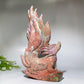 30cm Large Unique Ocean Jasper Nine-tails Fox Carving with Wooden Stand Crystal Healing Bulk Wholesale