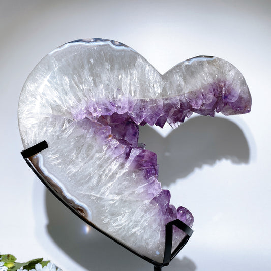 Large Unique Amethyst Cluster Angel's Heart Specimen with Stand Crystal Healing Bulk Wholesale