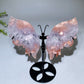 Pink Amethyst Flower Agate Butterfly Wings Carving with Stand Crystal Healing Bulk Wholesale