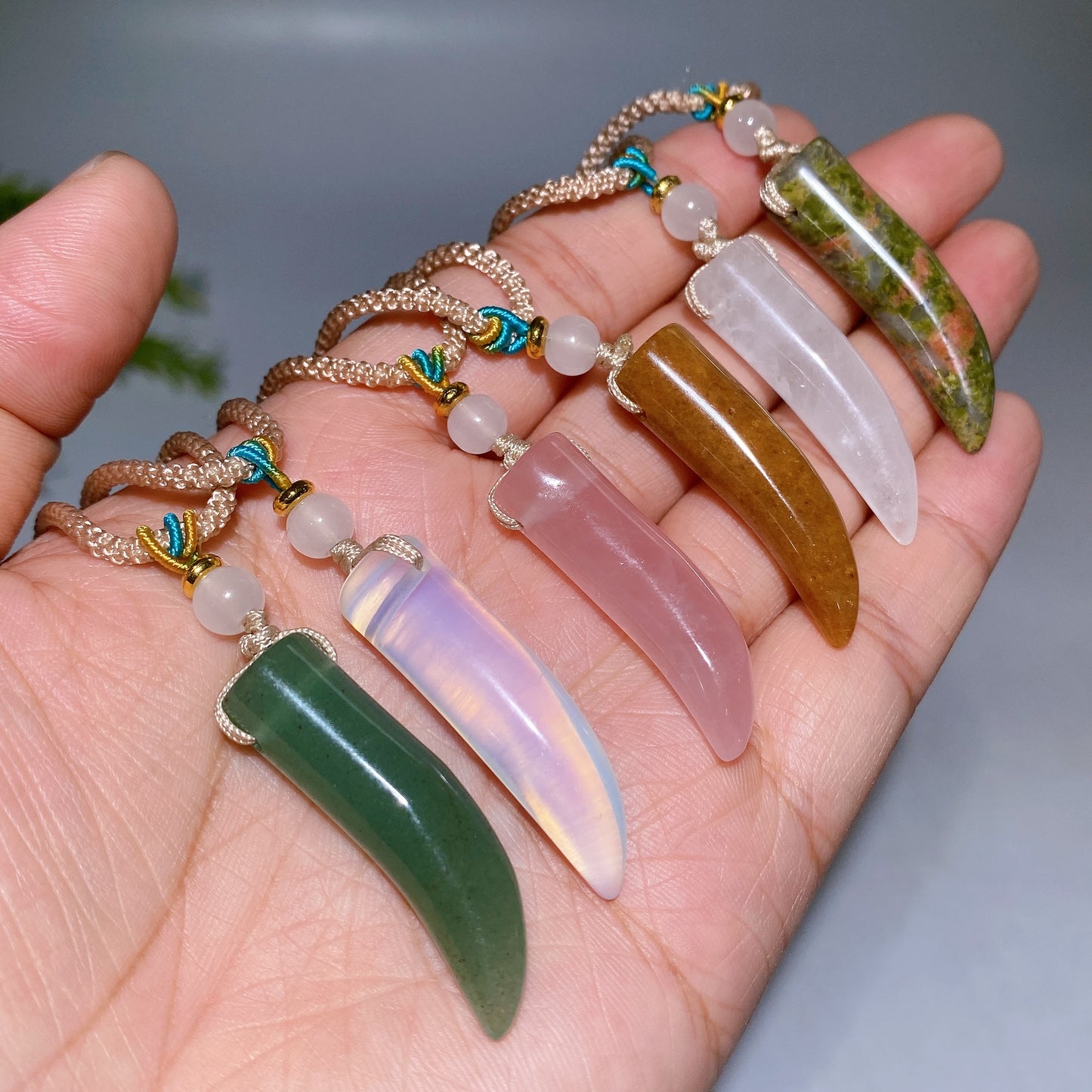Crystal Wolf Tooth with Cord Necklace Crystal Healing Bulk Wholesale