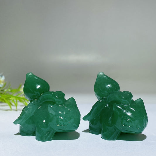 2.1" Green Aventurine Bulbasaur Pokemon Carving Crystal Healing Bulk Wholesale