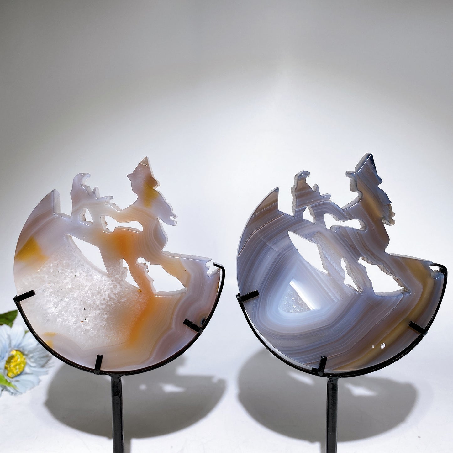 Druzy Agate Witch Carving with Stand Crystal Healing Bulk Wholesale